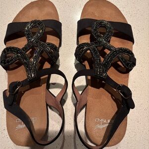 Dansco Black Sandals with Woven Straps